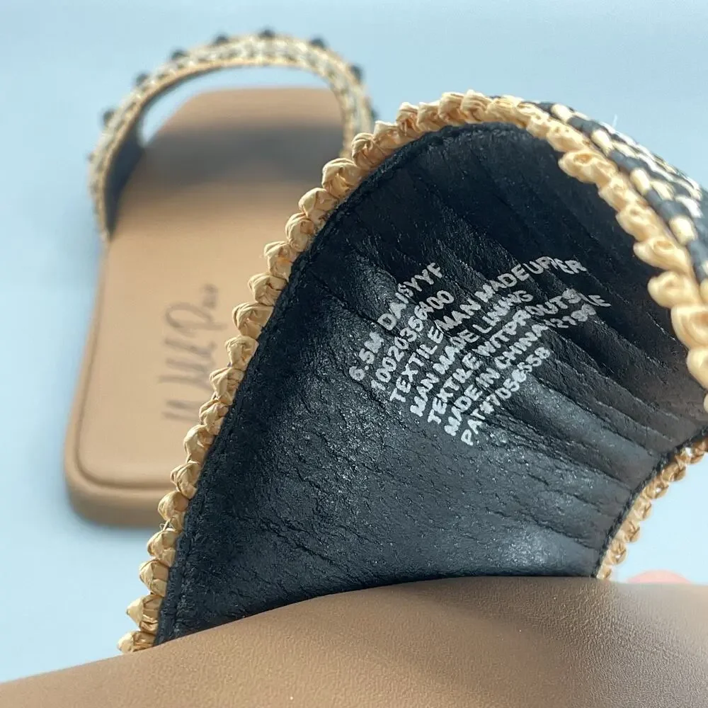 NEW Wild Pair Women’s Daisy Slide Flat Sandals Black Size 6.5M
